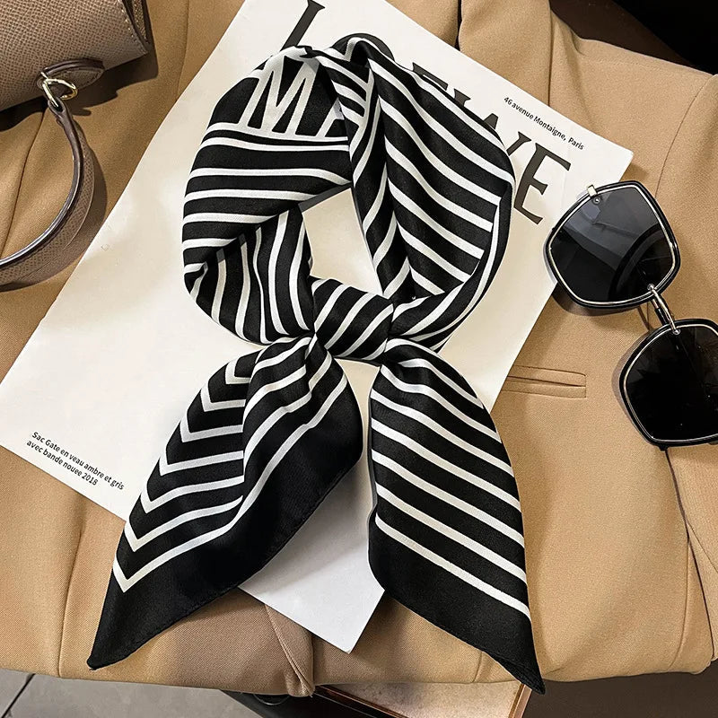 Plaid Silk Scarf – Versatile Charm Accessory