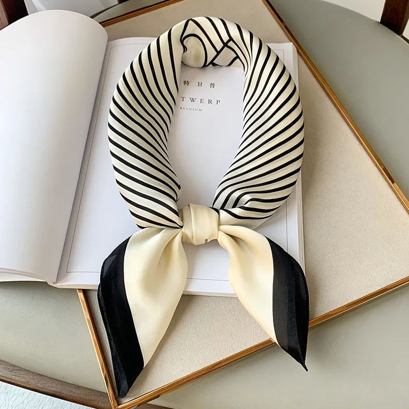 Plaid Silk Scarf – Versatile Charm Accessory