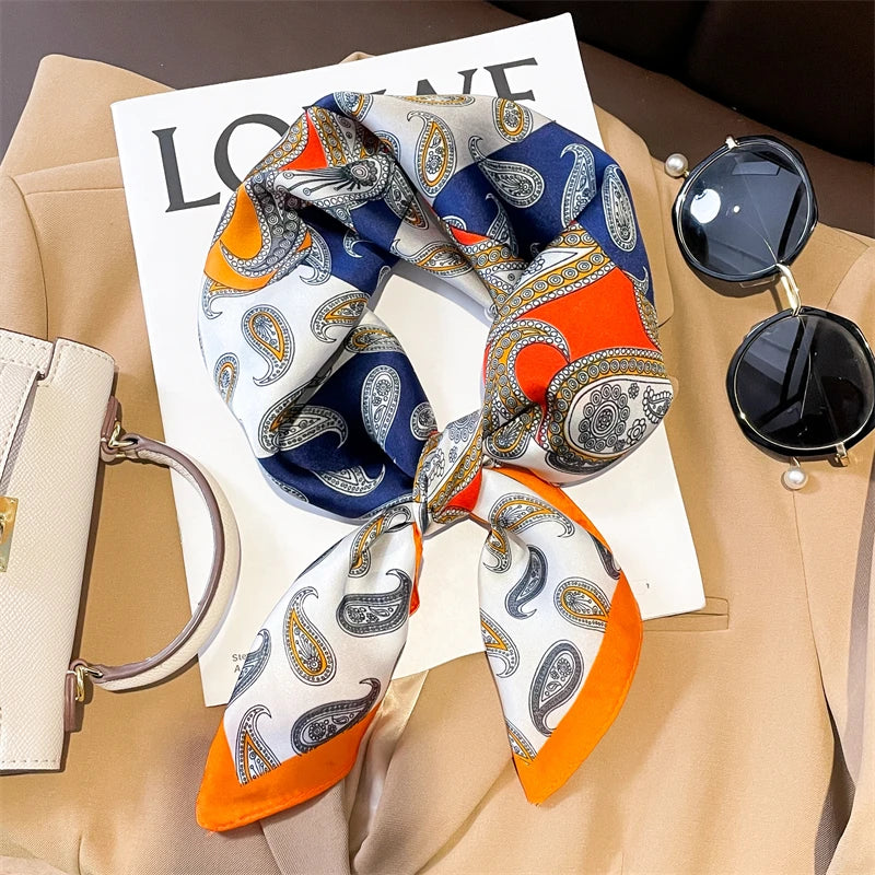 Plaid Silk Scarf – Versatile Charm Accessory