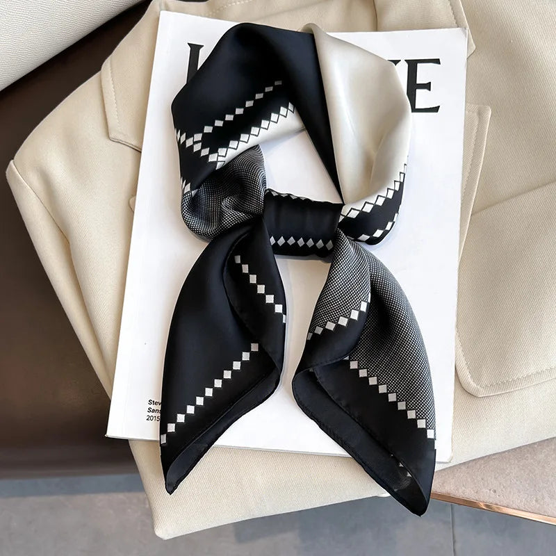 Plaid Silk Scarf – Versatile Charm Accessory