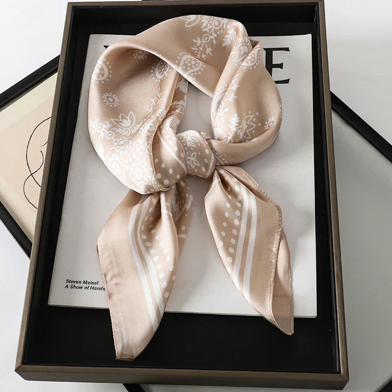 Plaid Silk Scarf – Versatile Charm Accessory