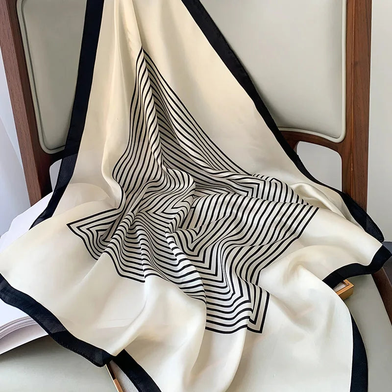 Plaid Silk Scarf – Versatile Charm Accessory
