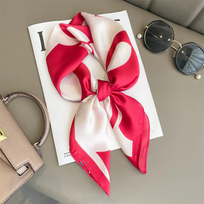 Plaid Silk Scarf – Versatile Charm Accessory