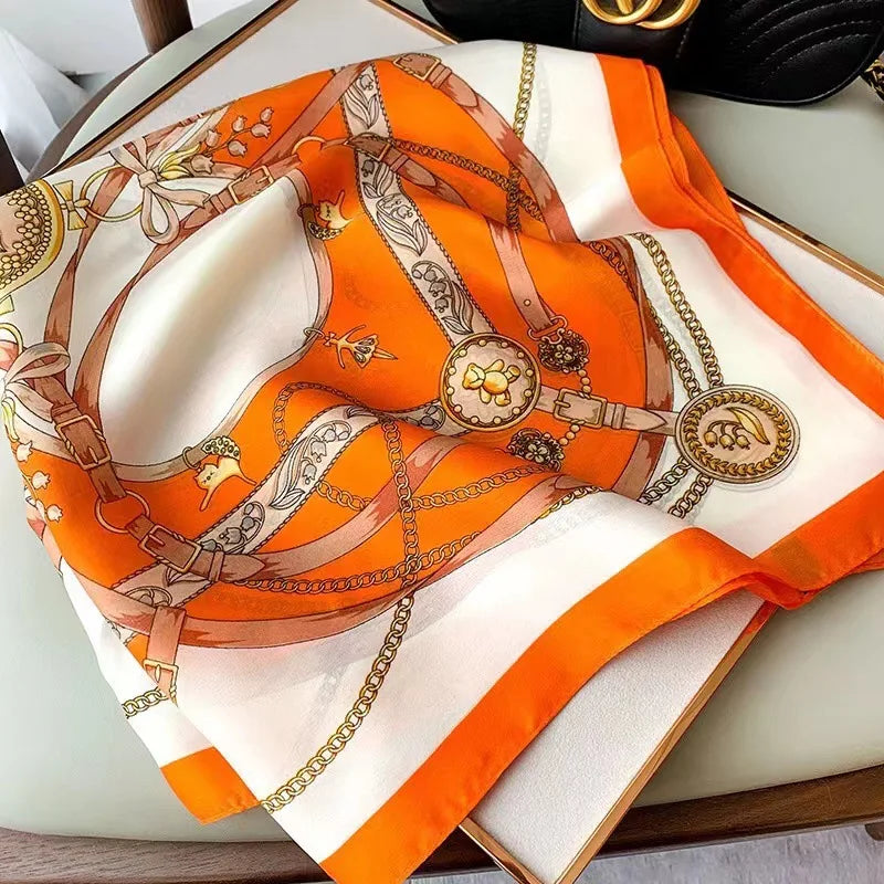 Plaid Silk Scarf – Versatile Charm Accessory