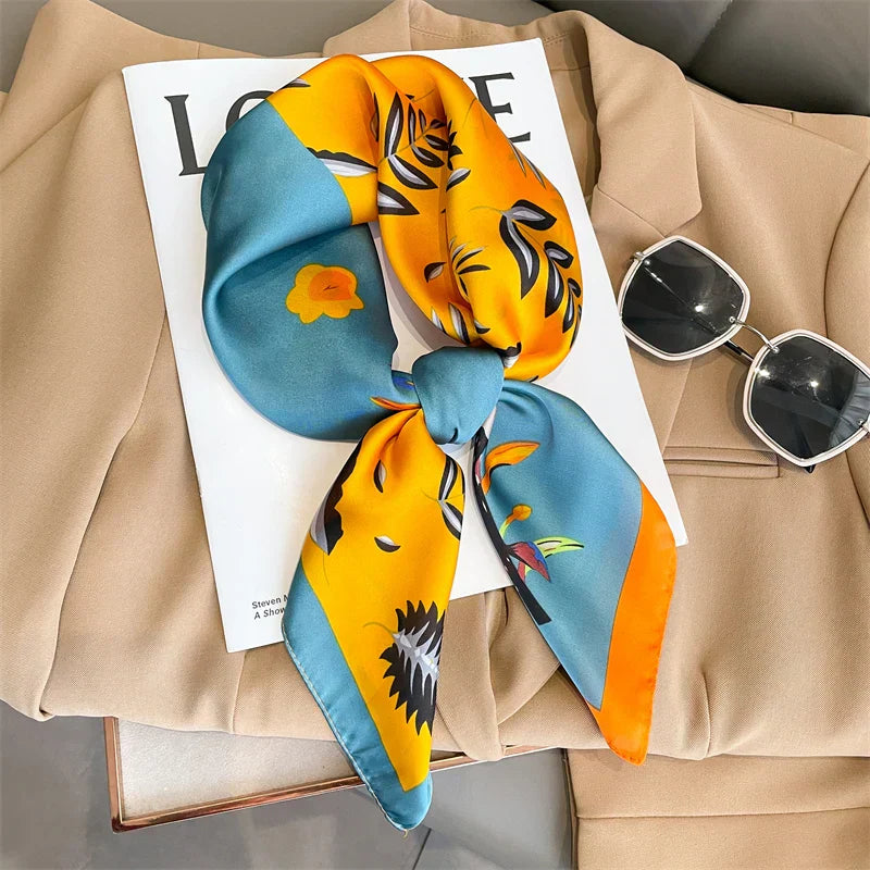 Plaid Silk Scarf – Versatile Charm Accessory