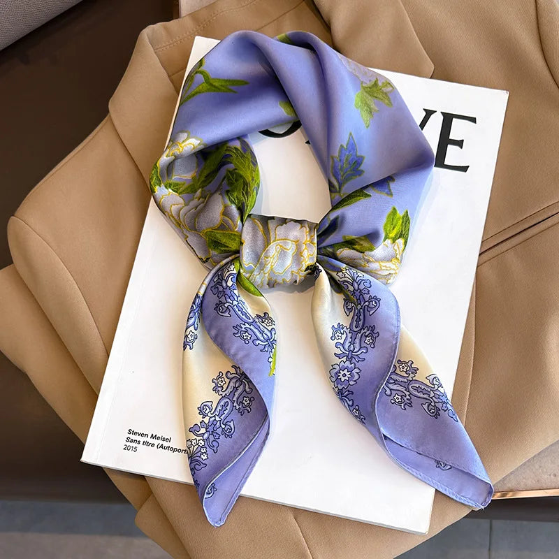 Plaid Silk Scarf – Versatile Charm Accessory