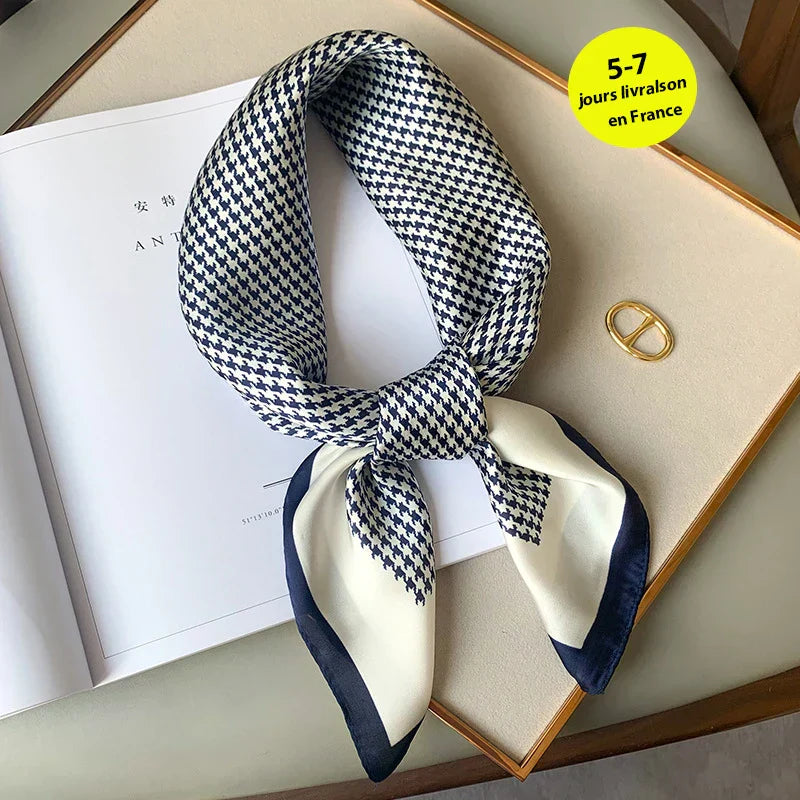 Plaid Silk Scarf – Versatile Charm Accessory
