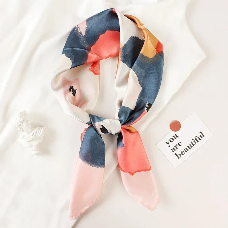 Plaid Silk Scarf – Versatile Charm Accessory