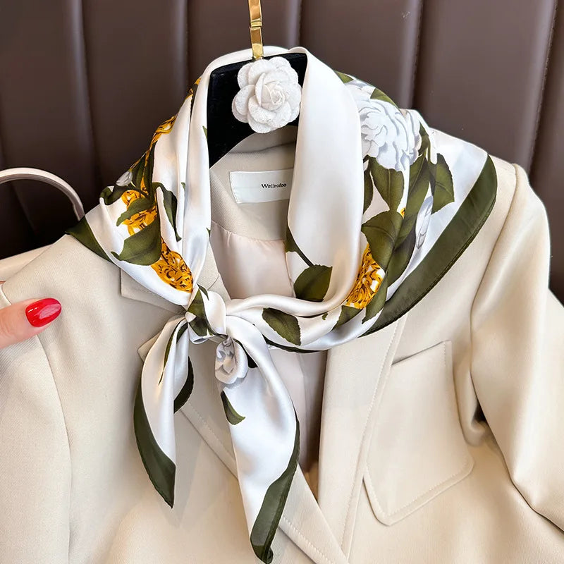 Plaid Silk Scarf – Versatile Charm Accessory