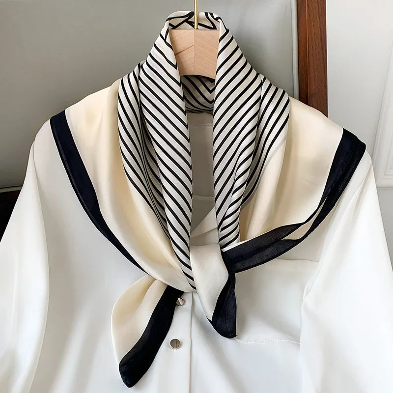 Plaid Silk Scarf – Versatile Charm Accessory