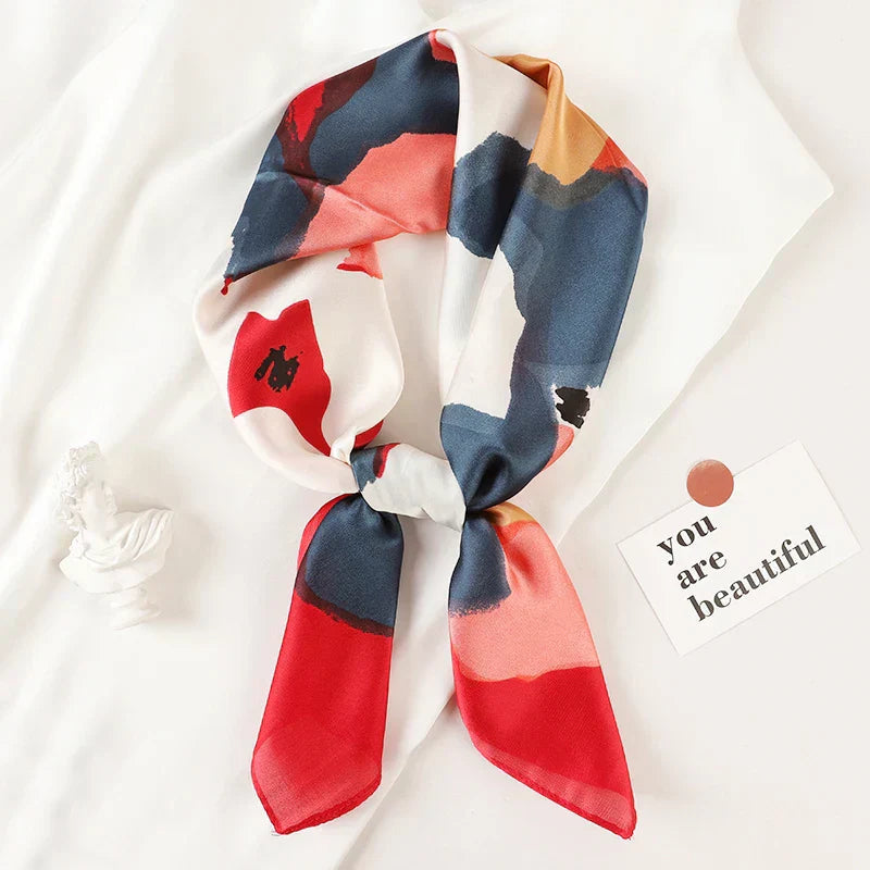 Plaid Silk Scarf – Versatile Charm Accessory