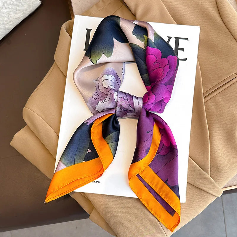 Plaid Silk Scarf – Versatile Charm Accessory