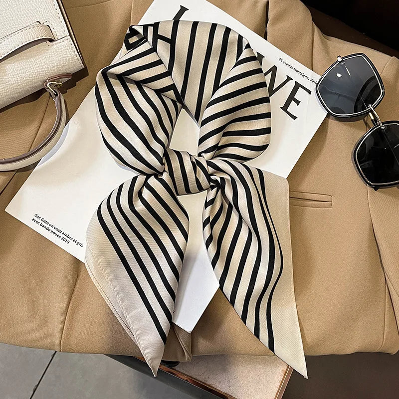 Plaid Silk Scarf – Versatile Charm Accessory