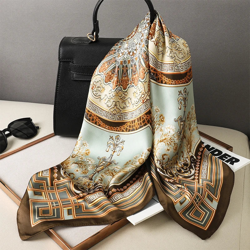 Plaid Silk Scarf – Versatile Charm Accessory