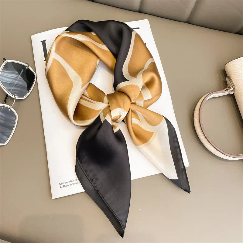 Plaid Silk Scarf – Versatile Charm Accessory