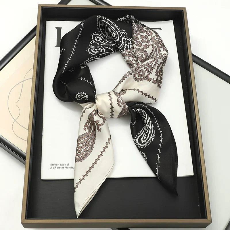 Plaid Silk Scarf – Versatile Charm Accessory