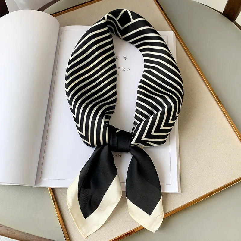 Plaid Silk Scarf – Versatile Charm Accessory