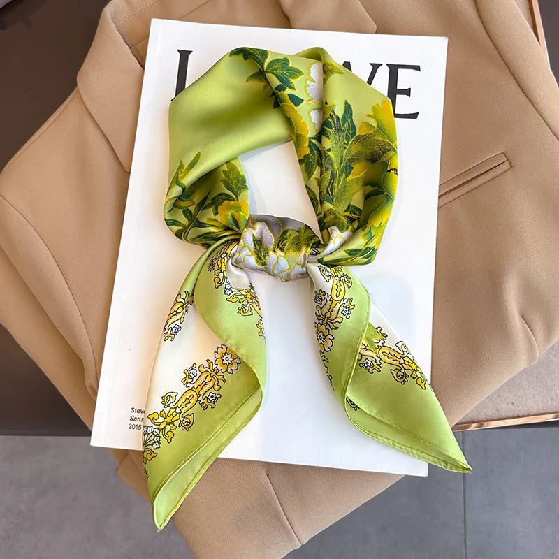 Plaid Silk Scarf – Versatile Charm Accessory