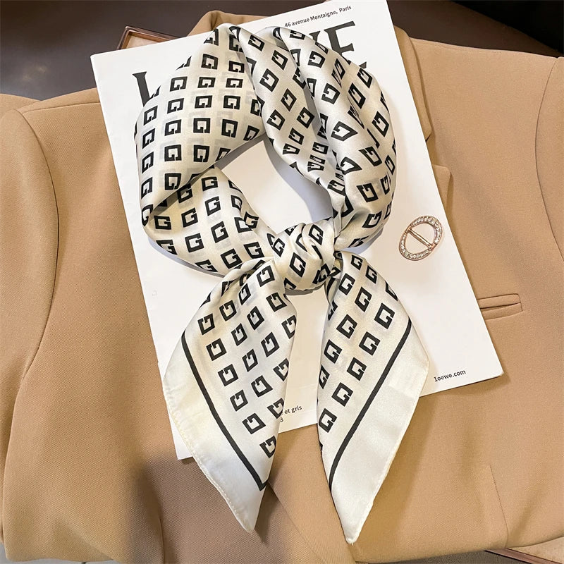 Plaid Silk Scarf – Versatile Charm Accessory
