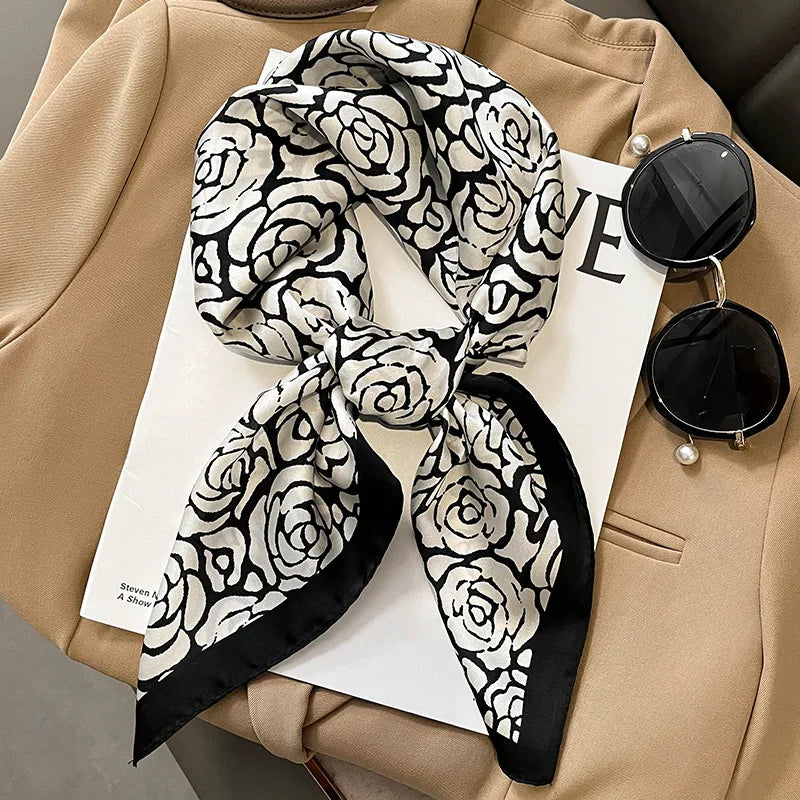 Plaid Silk Scarf – Versatile Charm Accessory