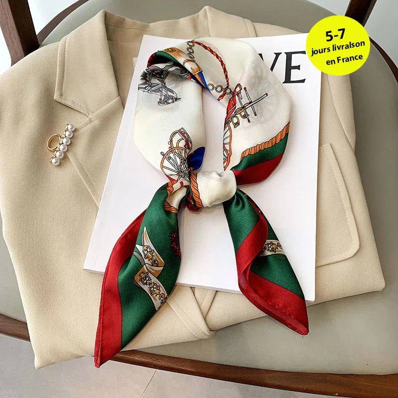 Plaid Silk Scarf – Versatile Charm Accessory