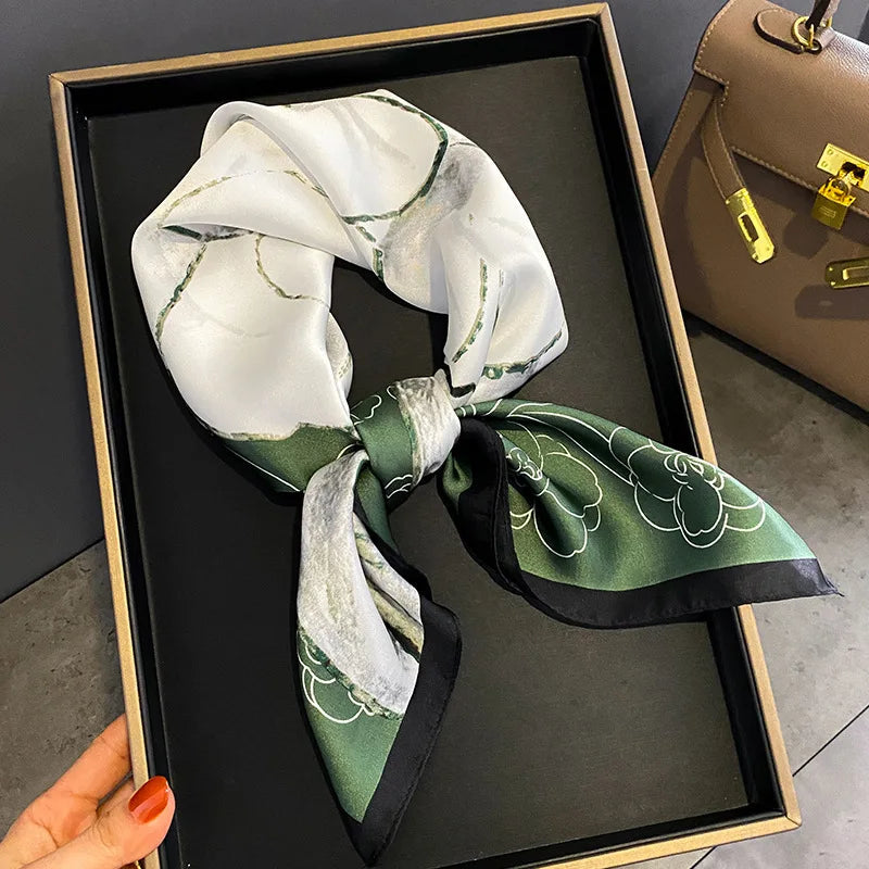 Plaid Silk Scarf – Versatile Charm Accessory