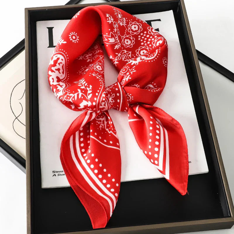 Plaid Silk Scarf – Versatile Charm Accessory