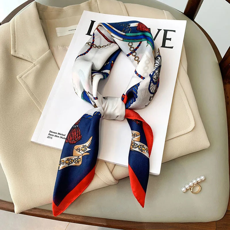 Plaid Silk Scarf – Versatile Charm Accessory
