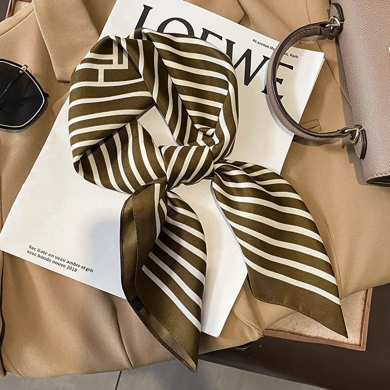 Plaid Silk Scarf – Versatile Charm Accessory