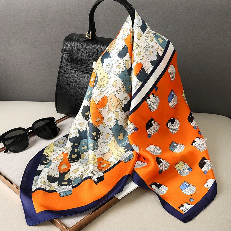 Plaid Silk Scarf – Versatile Charm Accessory