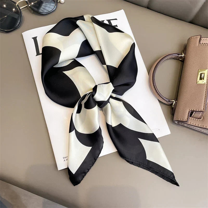 Plaid Silk Scarf – Versatile Charm Accessory