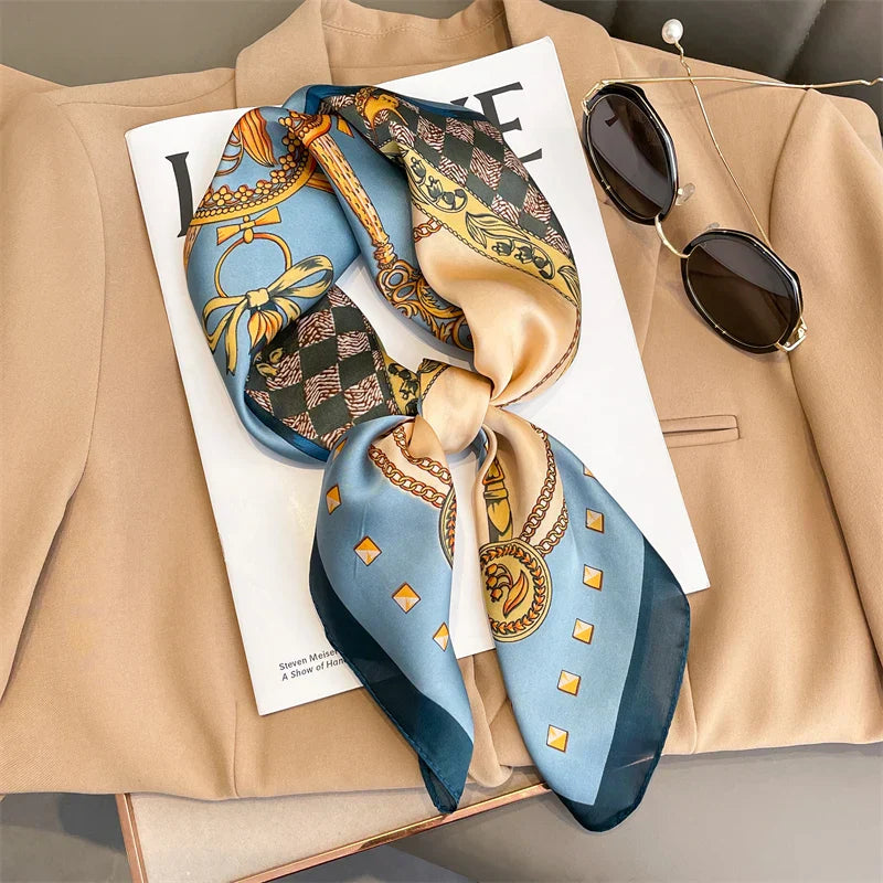 Plaid Silk Scarf – Versatile Charm Accessory