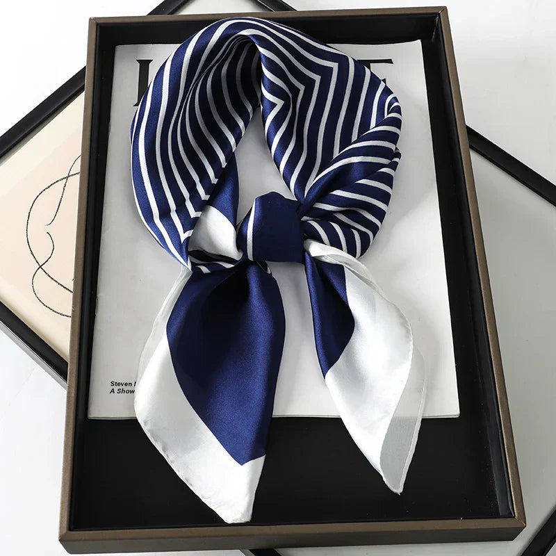 Plaid Silk Scarf – Versatile Charm Accessory