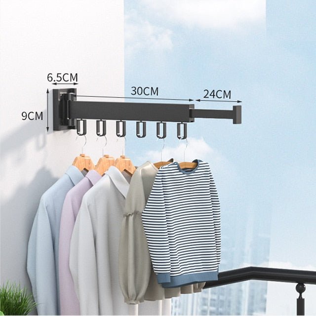 Wall-Mounted Clothes Drying Rack with Retractable Design for Small Spaces