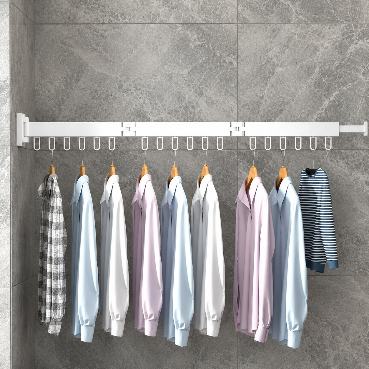 Wall-Mounted Clothes Drying Rack with Retractable Design for Small Spaces