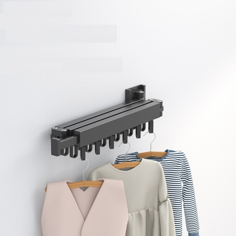 Wall-Mounted Clothes Drying Rack with Retractable Design for Small Spaces