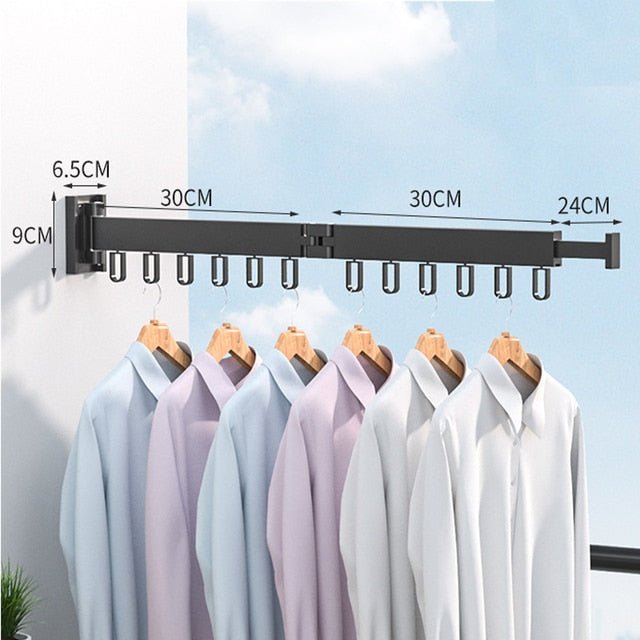 Wall-Mounted Clothes Drying Rack with Retractable Design for Small Spaces