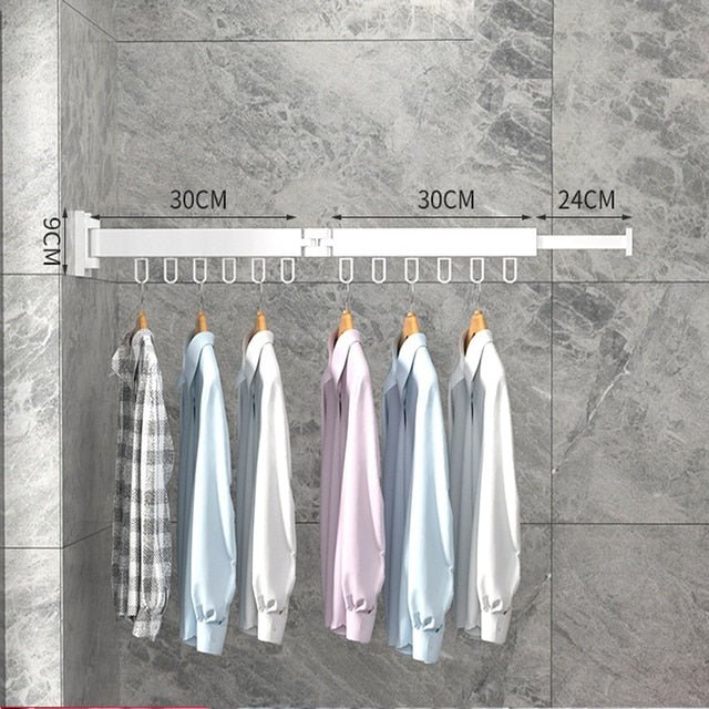 Wall-Mounted Clothes Drying Rack with Retractable Design for Small Spaces