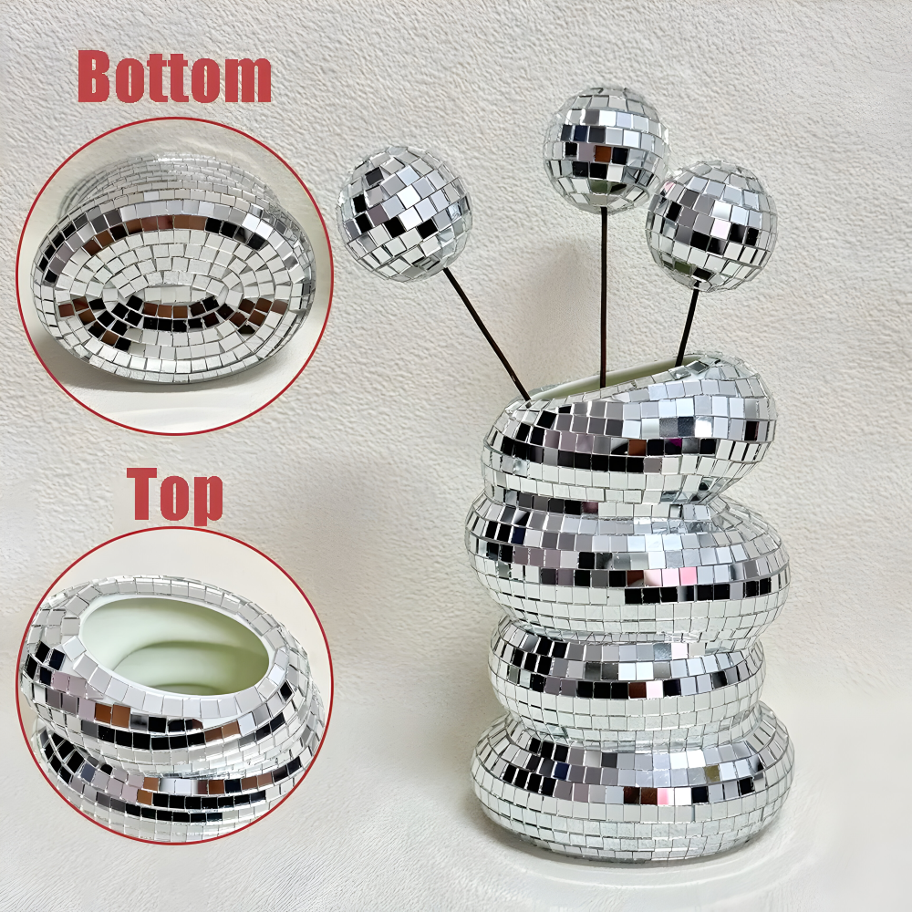Spiral Design Vase with Mirror Tile Finish