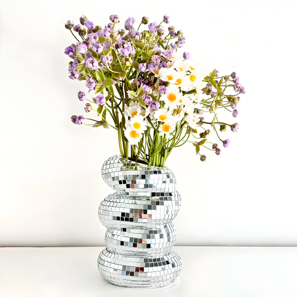 Spiral Design Vase with Mirror Tile Finish