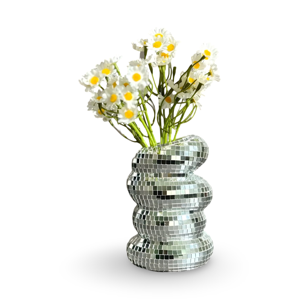 Spiral Design Vase with Mirror Tile Finish