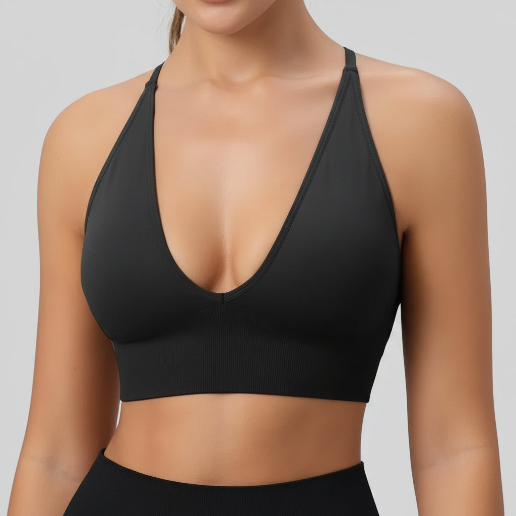 Elevate Your Workout with the Luxe V-Neck Longline Sports Bra