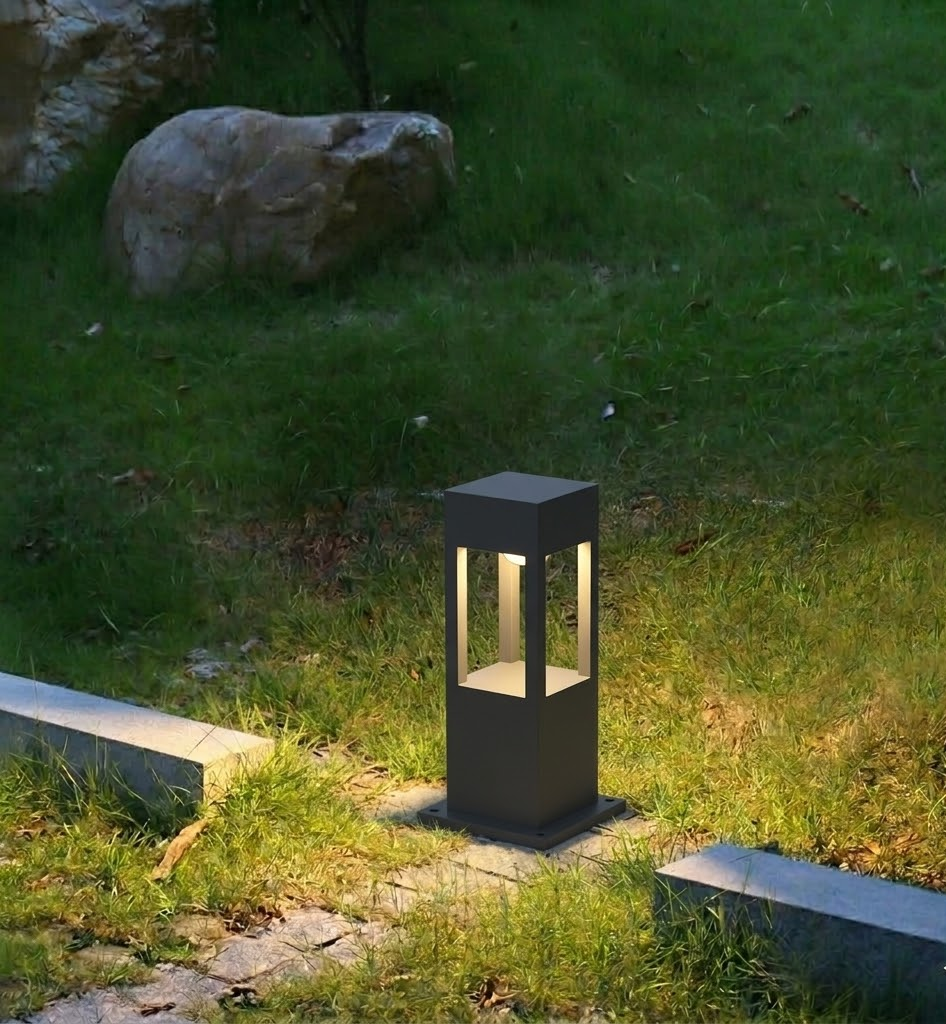 Sleek Waterproof LED Garden Path Light in Black Aluminum