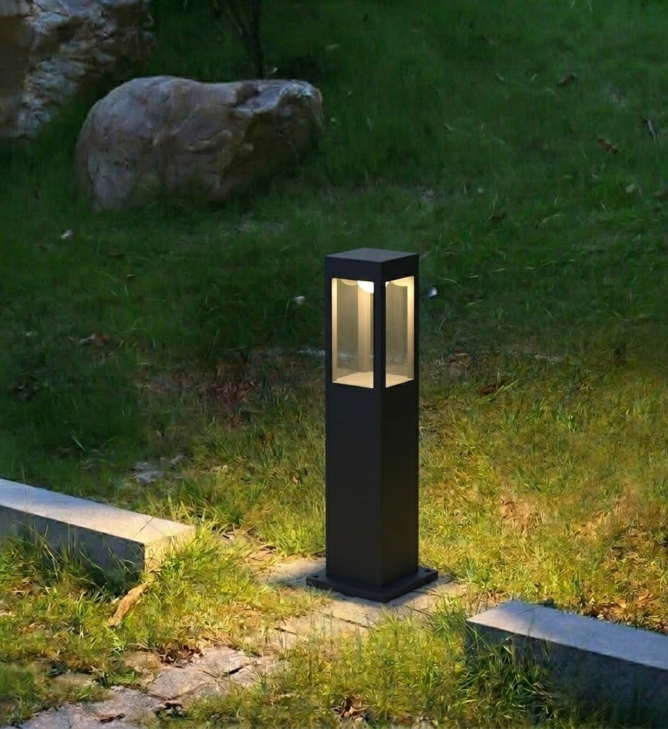 Sleek Waterproof LED Garden Path Light in Black Aluminum
