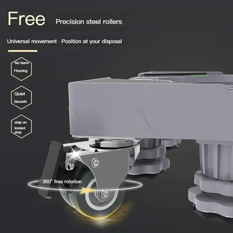 Height Adjustable Roll Base with Shock Absorption for Appliances – Lockable Wheels for Mobility