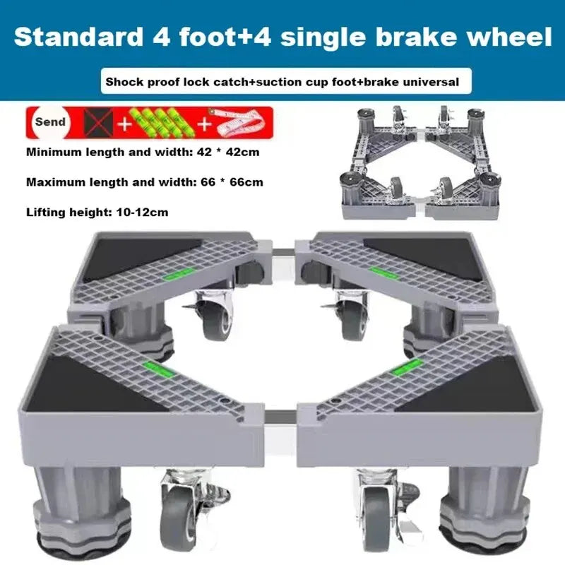 Height Adjustable Roll Base with Shock Absorption for Appliances – Lockable Wheels for Mobility