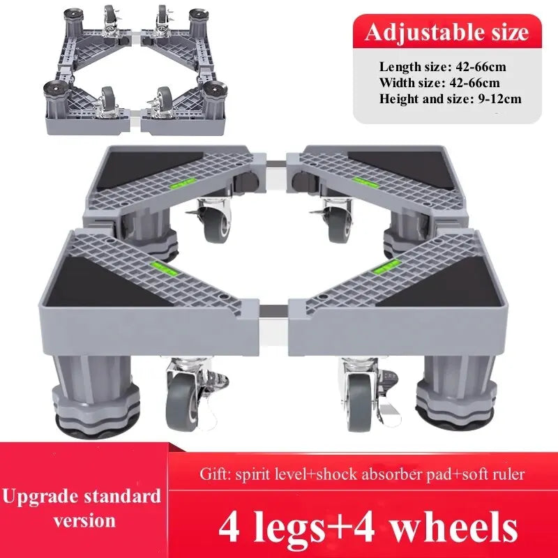 Height Adjustable Roll Base with Shock Absorption for Appliances – Lockable Wheels for Mobility