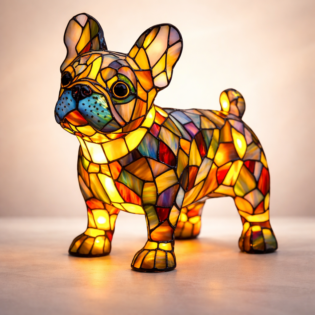 Whimsical Canine Mosaic Lamp with Soft LED Glow for Home