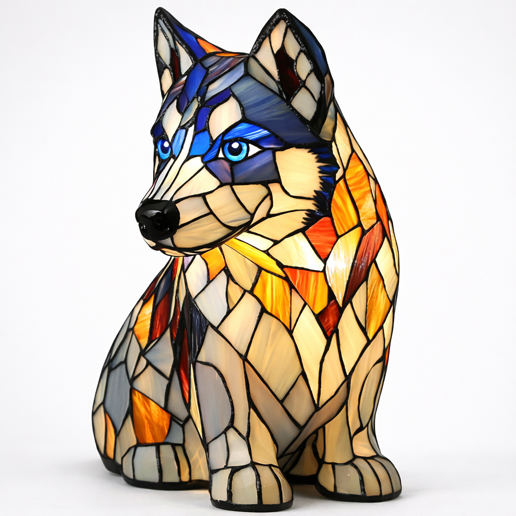 Whimsical Canine Mosaic Lamp with Soft LED Glow for Home