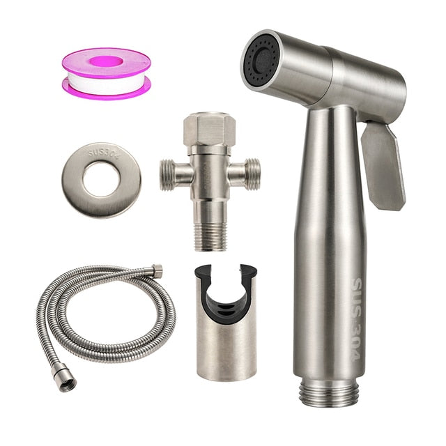 Wall-Mounted Handheld Bidet Sprayer with 1.5m Hose - Single Hole Setup